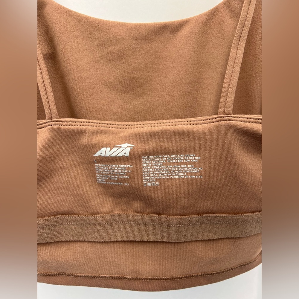 Avia Low Impact Sports Crop with Shelf Bra and Removable Pads in a brown NEW - Picture 5 of 9